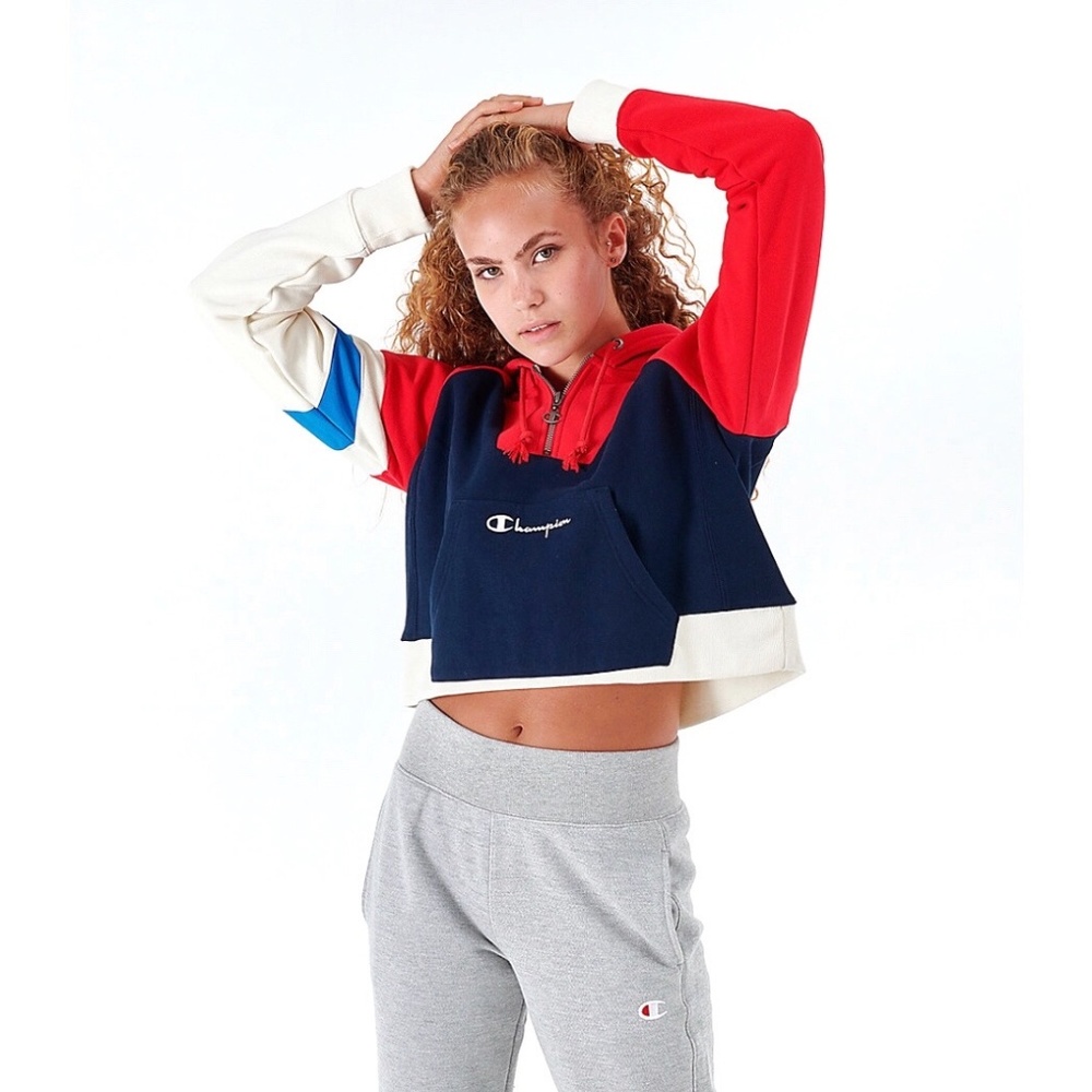 Champion Cropped Reverse Weave Half Zip Hoodie